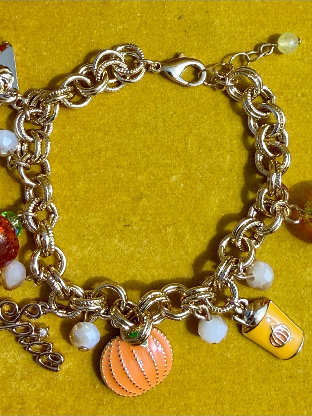 Gold-Tone Charm Bracelet with Variety of fall charms - Stunning! Women Jewelry